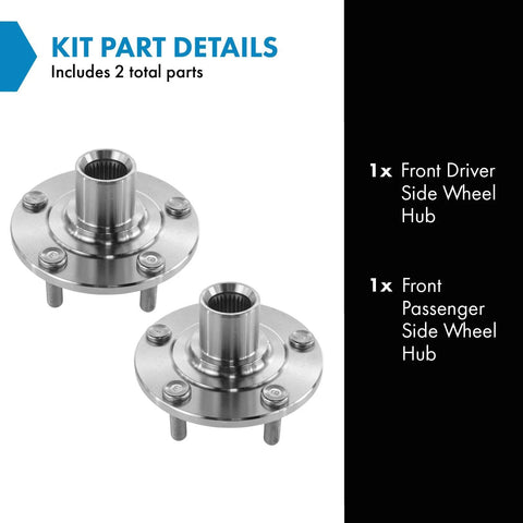 Front Wheel Hub Assembly Set For 2008-2017 Mitsubishi Lancer DE ES GTS Sportback And 2007-2019 Mitsubishi Outlander PHEV Driver Left And Passenger Right Sides 2 Piece Kit Beefy Build OE Quality Replacement Pro Grade Smooth Spin Easy Install shown with two wheel hubs