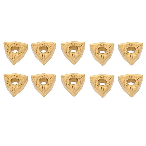 Heavy Duty CNC Lathe Turning Inserts Set With Indexable Solid Carbide Blades For Steel And Heat Alloys, WNMG080408-TM LF9018, 10 Pcs