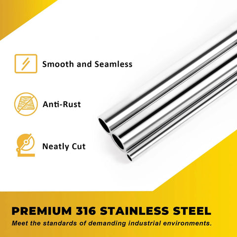 316 stainless steel corrosion resistant tube, smooth seamless anti-rust design for marine industrial use, neatly cut two-piece set.