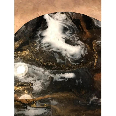 9.5 Inch Resin Marble Lazy Susan With Smooth 360 Degree Rotation For Kitchen Countertop And Dining Table Slick Black Gold White Organizer