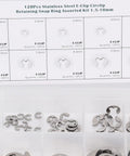 120Pcs E Clip Ring Set 1.5mm To 10mm Stainless Steel External Retaining Rings Circlip Assortment For Indoor Outdoor Use Rustproof Burr Free Surface Handy Clip Kit For Quick Fixes displayed in organizer box with visible clip sizes.
