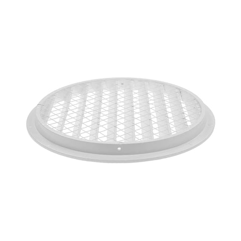 10 Inch White Steel Soffit Vent Cover With Round Louvered Grill Built In Mesh Screen And Flange Heavy Duty HVAC Register