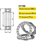 HiPicco thrust ball bearing set, 4 pcs, 30x47x11 mm, chrome steel ABEC3, single-row