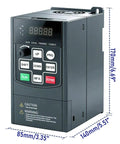 Front view of Beefy VFD Variable Frequency Drive 0.75kW 1HP Universal AC Motor Speed Controller with display and control buttons