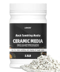 2.5 Lb Ceramic Media For Rock Tumbling Non Abrasive Filler Size Three Sixteenth By Three Eighth Inch bottle with media pile