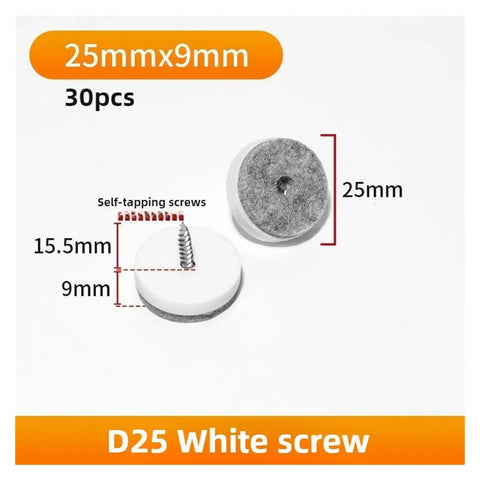 Heavy Duty Chair Leg Floor Protectors 30 Pack With Screw Base Felt Foot Pads For Hardwood Floors Smooth Operator And Non Slip Wobble Buster for 25mm pads