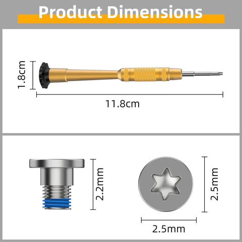Precision Torque Screwdriver And Pro Grade Replacement Screws For Ray Ban Meta Smart Glasses Fix Sneaky Temple Wobbles On Gen 2 Gen 1 Oakley Meta Hstn Wayfarer Display Kits dimensions shown with measurements.