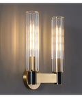 Clear Crystal LED Wall Sconces Brass for Parlor Dining Bedroom Wall Lights E14 Bulb Modern Lamp Indoor Decor Staircase, dual light design.