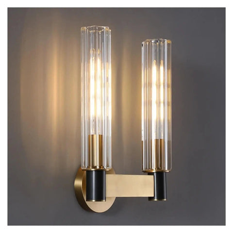 Clear Crystal LED Wall Sconces Brass for Parlor Dining Bedroom Wall Lights E14 Bulb Modern Lamp Indoor Decor Staircase, dual light design.