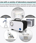 Oil Free Diaphragm Vacuum Pump For Lab Filtration And Distillation, showcased with compatible lab equipment, white and black design