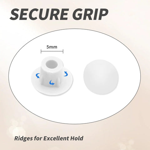Diagram showing secure grip of 500 Pieces Plastic Hole Plugs Set For Three Sixteenth Inch Holes White Round Button Caps with ridged design