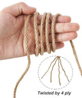 4mm thick natural rope on a hand, showcasing Jute Twine 165 Feet 4mm Thick Natural Rope For Crafts DIY Projects Garden Ties