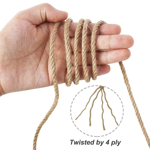 4mm thick natural rope on a hand, showcasing Jute Twine 165 Feet 4mm Thick Natural Rope For Crafts DIY Projects Garden Ties