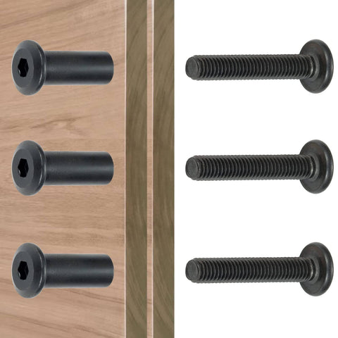 40 Sets Black M6 Bolts And Nuts Cap Nuts Assortment Kit with 2 Matching Drive Tools for TV Stands, showing bolts and nuts.