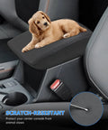 Center Console Cover For Subaru Forester 2025 2026 Leather Armrest Cover With Black Stitches protecting against pet claws
