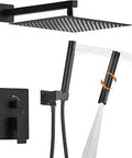 Black Shower System Set With 10 Inch Rain Shower Head High Pressure Wall Mount Rainfall Mixer Shower Faucet Combo Includes 2 In 1 Handheld