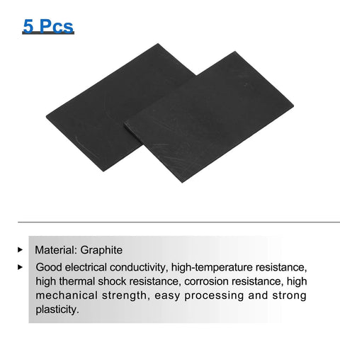 Rectangle Graphite Block Ingot For Melting And Electrolysis, Pro Grade High Purity Graphite Electrode Plate Sheet 50x30x1mm Pack Of 5