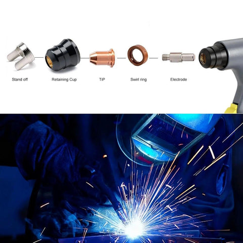 Pro Grade Plasma Cutter Tips Kit 23 Piece Replacement Electrodes 105400038 105400039 105400040 105400041 Compatible With 30A 41200