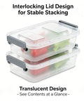 2 Pack Stack Em High Modular Storage Totes With Gray Write-On Lids, BPA Free Clear Plastic Bins Designed To Tame Craft Supplies, Beauty Goods And Keep Your Work Area Snazzy with interlocking lids.