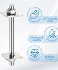 Heavy Duty Fully Threaded M4x100mm Stainless Steel Rods Set For Structural Fastening And Mounting With Nuts And Washers, 304 Grade