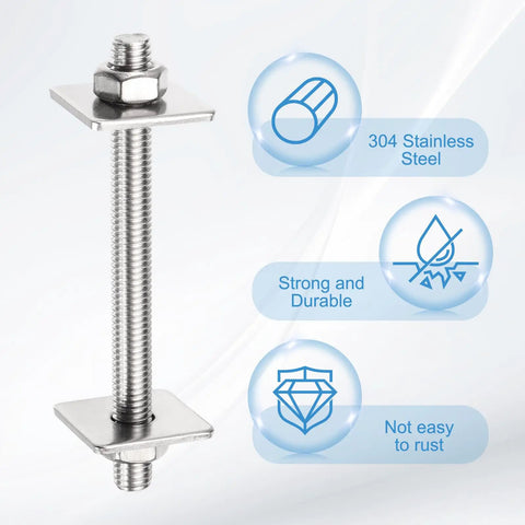 Badass M3 Full Threaded Rods M3x65mm Metric Fasteners 8 Pack showing a stainless steel threaded rod with nut and plate components.