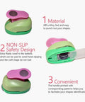 2 Inch Oval Paper Punch for Crafting and Scrapbooking, showing material and non-slip design features, easy to use tool for DIY projects.