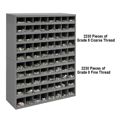 Coarse And Fine Thread Grade 8 Bolt Kit Combo With 4460 Piece Fastener Set Including Hex Cap Screws Hex Nuts Nylon Locknuts Washers And Two 40 Hole Metal Bins For DIY Projects And Heavy Duty Hardware Organization