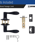 Parts included with 6 Pack Matte Black Transitional Indoor Passage Wave Door Levers For Hall And Closet Non Locking Interior Door Handles