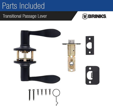 Parts included with 6 Pack Matte Black Transitional Indoor Passage Wave Door Levers For Hall And Closet Non Locking Interior Door Handles