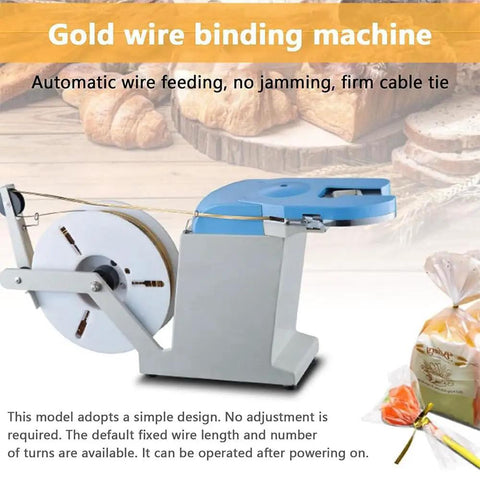 No Sweat Electric Semi Automatic Bag Closure Machine Twist Tie Bundler for Food Packaging, showing automatic wire feeding mechanism.