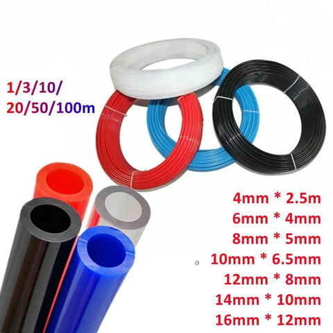 Ultra Flexible Heavy Duty Polyurethane Air Hose Tubing For Compressors And Pneumatics Built Different Zero Gimmicks Top Tier Heat Resistance Flex Line 160 Meter in various colors and sizes.