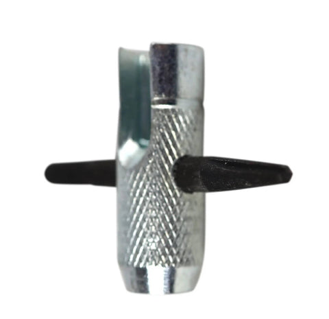 All In One Grease Fitting Tool For 1/8 And 7/16 NPT showing angled fitting in silver metal with grip texture