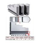 K11 100 External Lathe Chuck With 100mm Internal Jaws, showing jaw dimensions and details for precision metal turning.