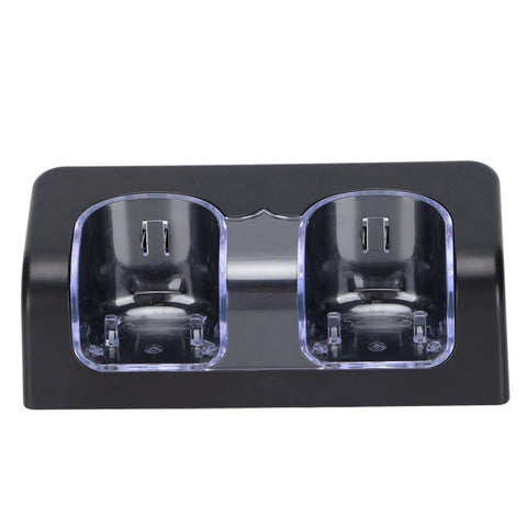 Front view of Dope Dual Charging Dock For Game Controllers Fast Safe Dual Charge Station With Two Independent Docks Charge Two Remotes At Once And Safely Includes Power Cord Black