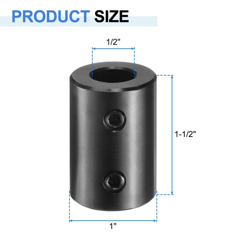 Beefy Rigid Shaft Coupling With Set Screws Five Eighths Inch Bore One And One Quarter Inch OD Two Inch Long Black Oxide Steel Includes Hex Wrench Great For 3D Printers Motors And Wheel Projects