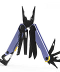 Light Purple 17 In One Tactical Multitool Pliers With Built In Flint Fire Starter And Carabiner Hammer 5CR13 Steel