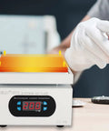 Beefed Up 500W 110V Soldering Hot Plate Rework Station with LED Digital Temperature Display and Tweezers in action