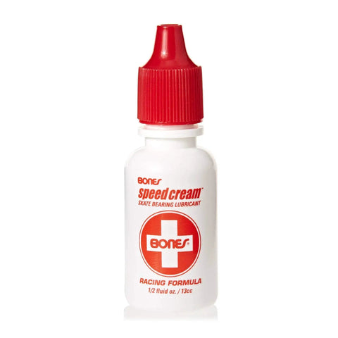 Speed Cream Skateboard Bearing Lube For High Temp Low Viscosity Synthetic Formula That Keeps Bearings Fast And Lasts Longer One Half Ounce Bottle With Lifetime Warranty.