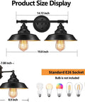 Farmhouse Rustic Two Light Vanity Wall Sconce With E26 Base Matte Black Industrial Bathroom Lighting Fixture size details