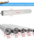 Heavy Duty Galvanized Stainless Steel Conveyor Rollers 3 Pack Industrial Grade Transfer Wheels for Factory Seamless Material Handling Systems 25mm Diameter 800mm Length With Smooth Rolling Action displayed with various sizes.