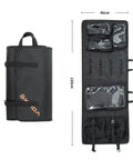 Climbing Quickdraw Hanging Storage Bag Anti Scratch Gear Pouch unfolded and folded view, waterproof nylon, 110x40cm
