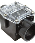 Magic Plastics CR2 corrosion-resistant check valve, 2 inch, black plastic body with clear screw-on lid