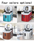 Top Tier Countertop Ice Maker With Built Tough Stainless Shell 15 Kg Daily Production Makes Crystal Clear Cubes For Kitchen Bars And Friday Night Vibes 220 V Zero Hassle Operation in four colors on kitchen counters.