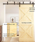 Ceiling Mount Sliding Barn Door Hardware Kit for Closet, 12 Foot Track System Fits 72 Inch Wide Single Wood Door Panel, installed view