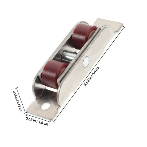 Heavy Double Wheel Sash Rollers For Sliding Windows And Patio Doors, 2.52 in steel construction with red wheels.