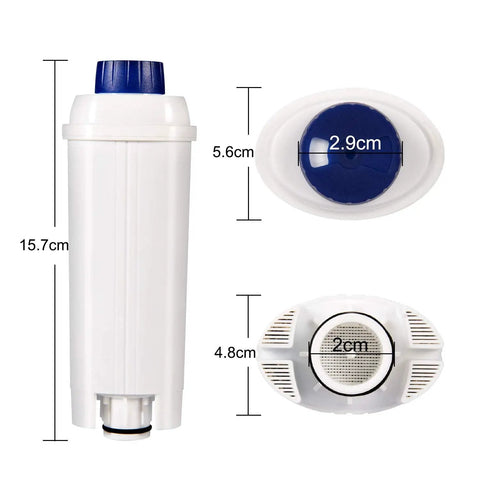 Water Filter Cartridges For DLSC002 Activated Carbon And Ion Exchange Softener Fits ECAM ESAM ETAM BCO EC Coffee Machines Pack Of 4 Delivers Cleaner Taste By Removing Chlorine And Lime Scale For A Smoother Morning Brew, dimensions view