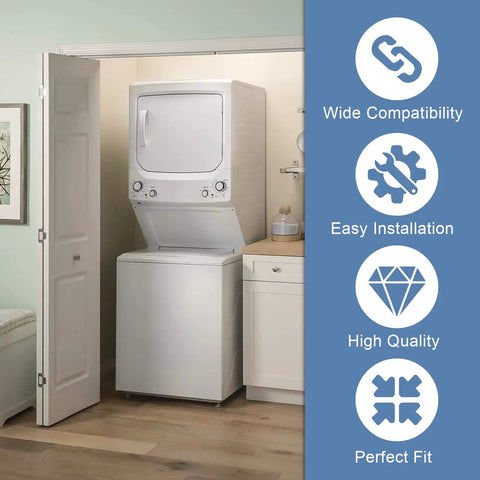 Heavy Duty Dryer Door Handle Replacement For Stackable Dryers That Fits GE And Kenmore next to washer in closet.