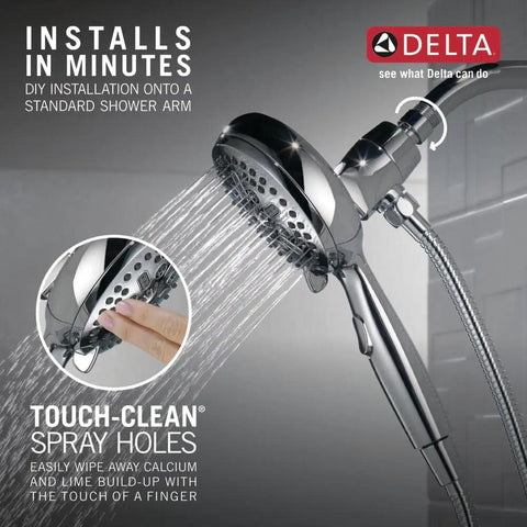 Sure Dock Chrome Hand Shower With MagnaTite Docking And 7 Spray Settings Delivers H2Okinetic PowerDrench Technology in use