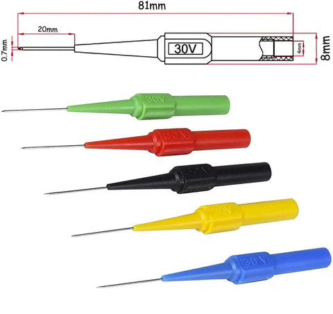 15 Piece Back Probe Pin Set With 0.7mm On Destructive Insulation Piercing Probes For Multimeter Testing 4mm Banana Plug Compatible