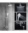 UMJIGF 8 Inches Shower System Brass Chrome Shower Faucet Set Wall Mounted Multi-Functional Bathroom Shower Combo Set with Shower Head and Handheld Shower.